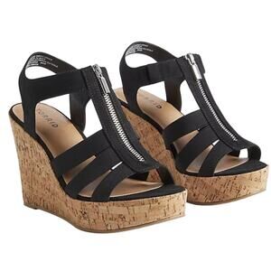Torrid NWT Zip Wedge Stretch Front Faux Suede Black (WW) Size 12 4" Heel Height